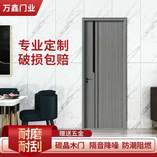 碳晶木门套装门实木复合门房间门卧室门全套灰色木门免漆门跨境厂
