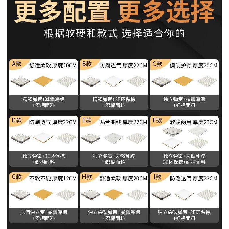 宾馆酒店床垫1.8m弹簧床垫家用1.5米单双人床垫私人订制弹簧床垫