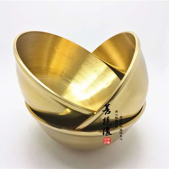 尚心圆铜加厚铜碗餐具摆件 铜碗油灯
