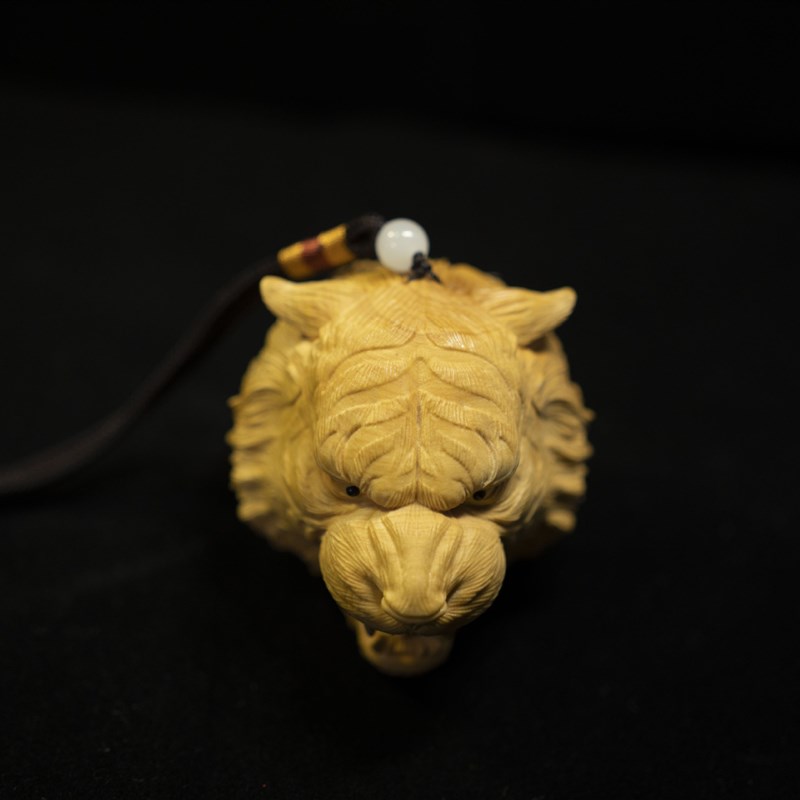 老虎生肖虎小叶黄杨木雕钥匙扣家木雕挂件木雕摆件木雕动物手把件