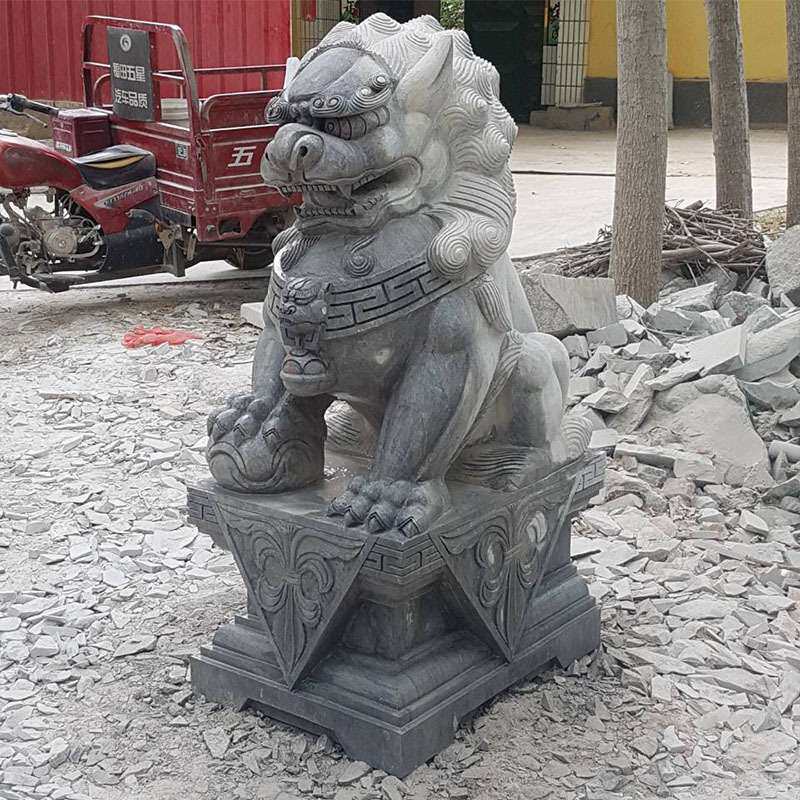 石雕青石石狮子别墅庭院摆件石雕狮子墓地小石头狮子厂家手工雕刻