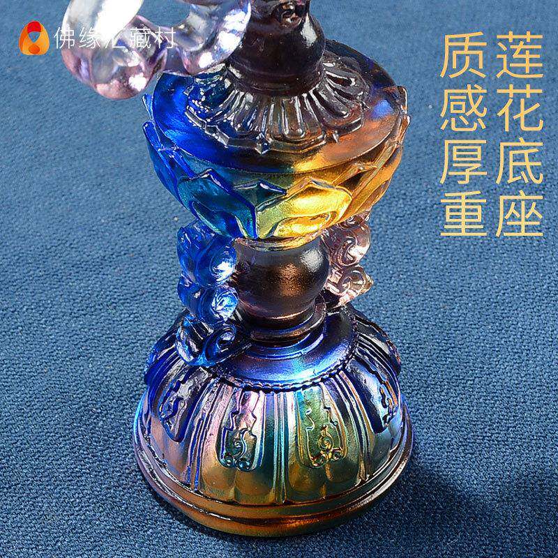 八吉祥摆件佛事用品摆件宗供佛古法琉璃佛前吉祥八宝琉璃摆件套装