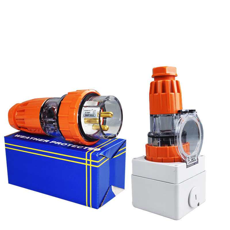 环澳工业户外防水防雨防尘圆三孔插头澳标公连接耦合连接器56P332