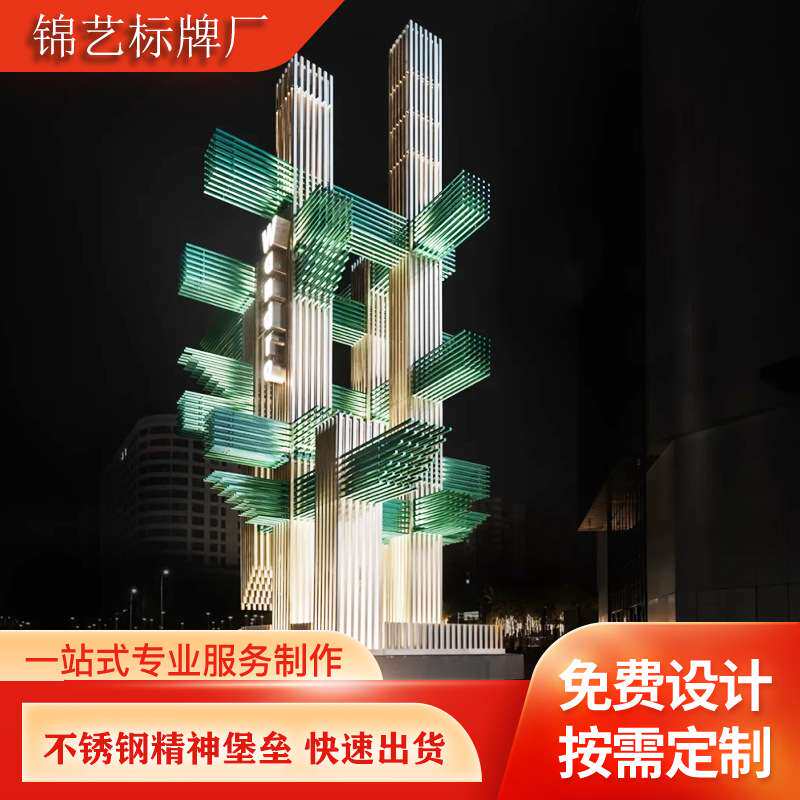 户外立式不锈钢导视牌发光 精神堡垒导向牌商场室内指示牌