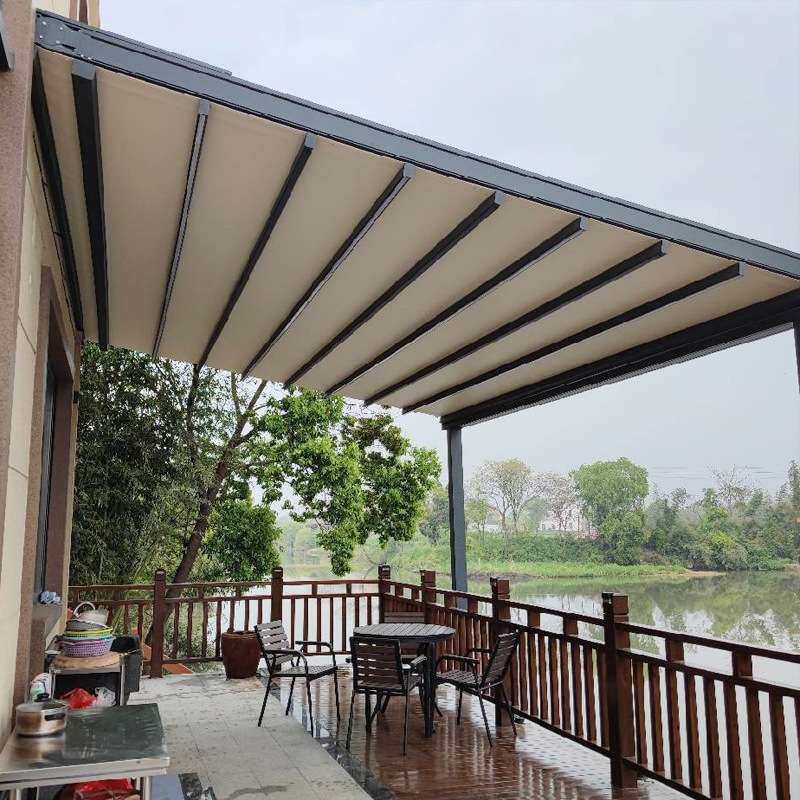 家用阳台伸缩棚雨棚户外铝合金推拉雨棚遮阳棚露台电动折叠天幕棚