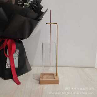 木质线香香插底座创意倒置插香带杯罩倒流香烛炉 家居装饰香座