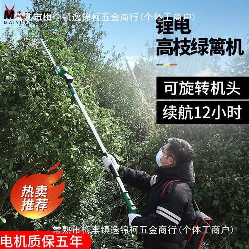 迈越高枝电动绿篱机充电式园艺绿化修剪机修枝机园林剪加长篱笆剪