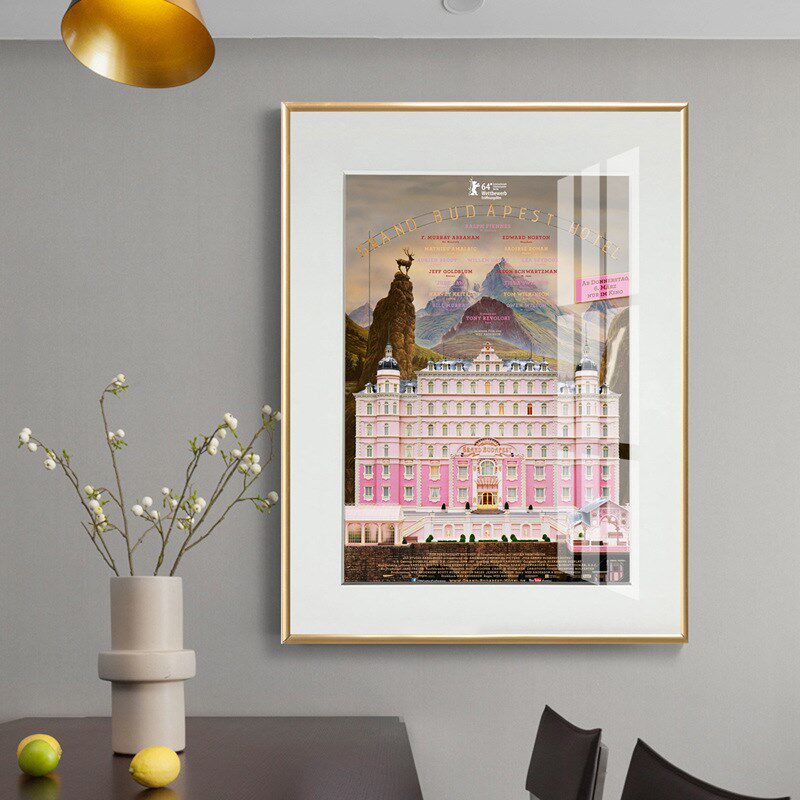 布达佩斯大饭店壁画卧室客厅装饰画挂画欧式城堡粉色美式建筑壁画