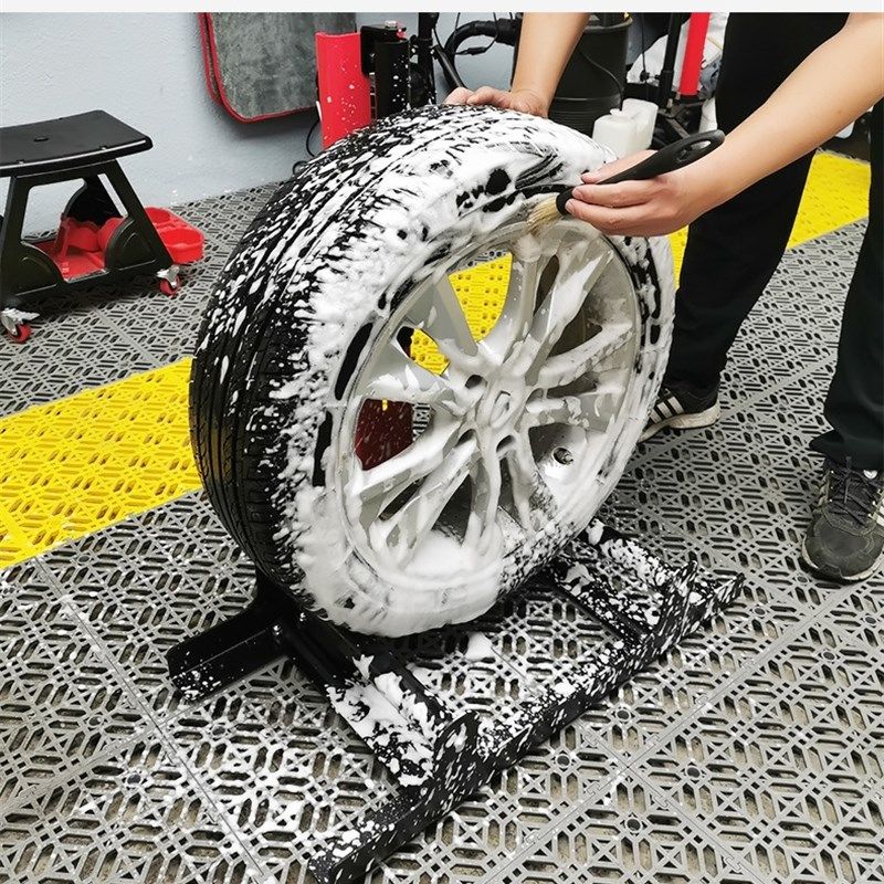 汽车轮胎轮毂清洗清洁镀晶养护放置架旋转滚动省力清洗工具