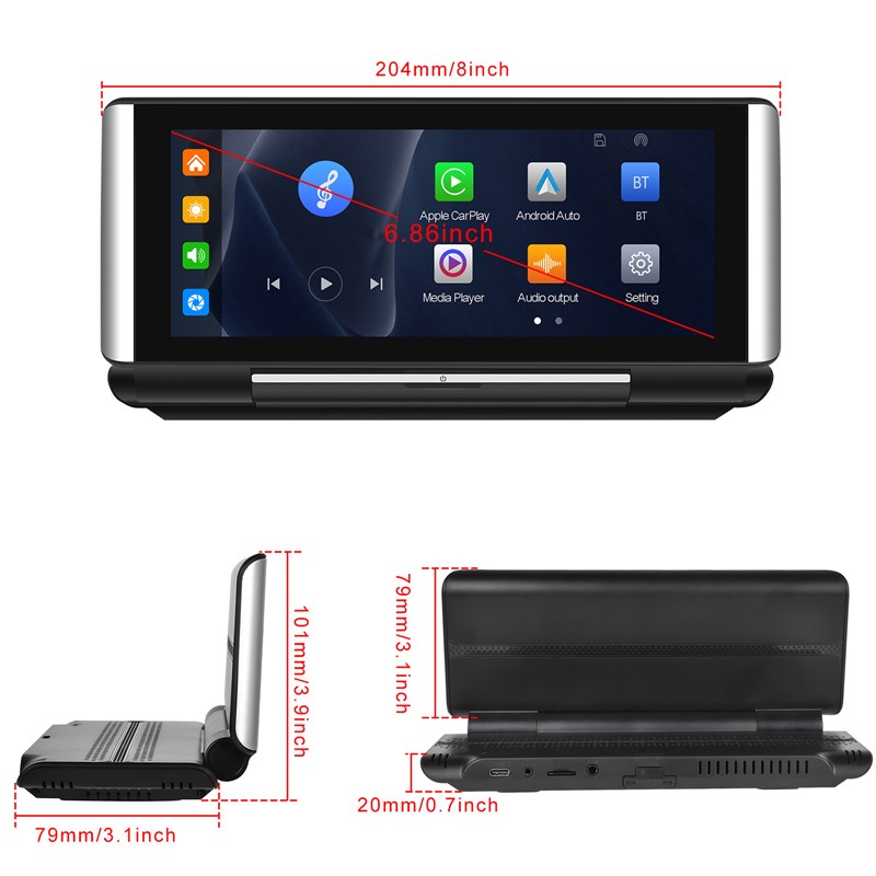跨境爆款6.86寸折叠屏PND CarPlay/安卓AUTO/安卓投屏/带TF卡功能