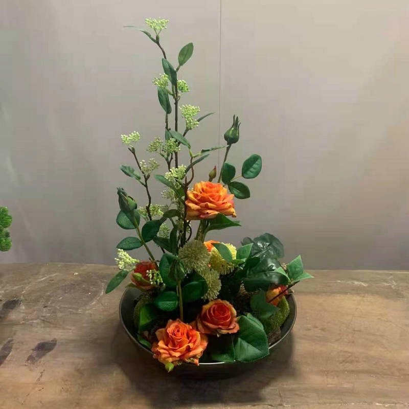 仿真花朵植物盆栽家居摆件装饰酒店展厅盆景O塑料假花室内桌面仿