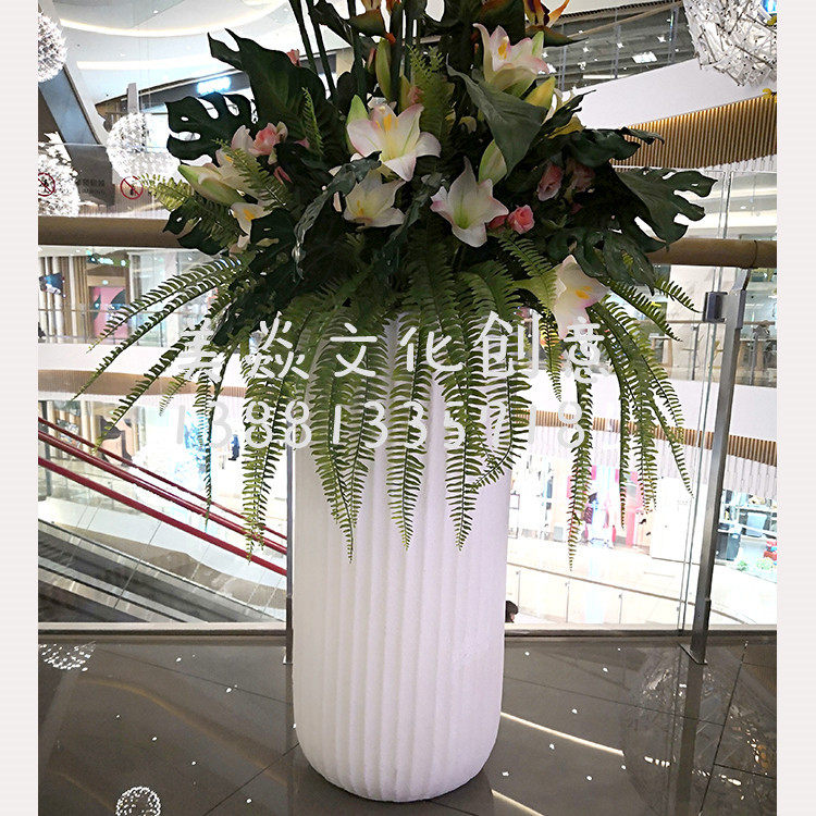 商场酒店餐饮店休闲区创意玻璃钢花瓶花盆雕塑异形花钢创意摆件