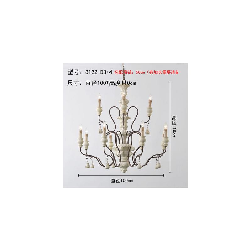 美式吊灯乡村法式田园木艺灯餐厅灯具别墅北欧白色蜡烛卧室客厅灯