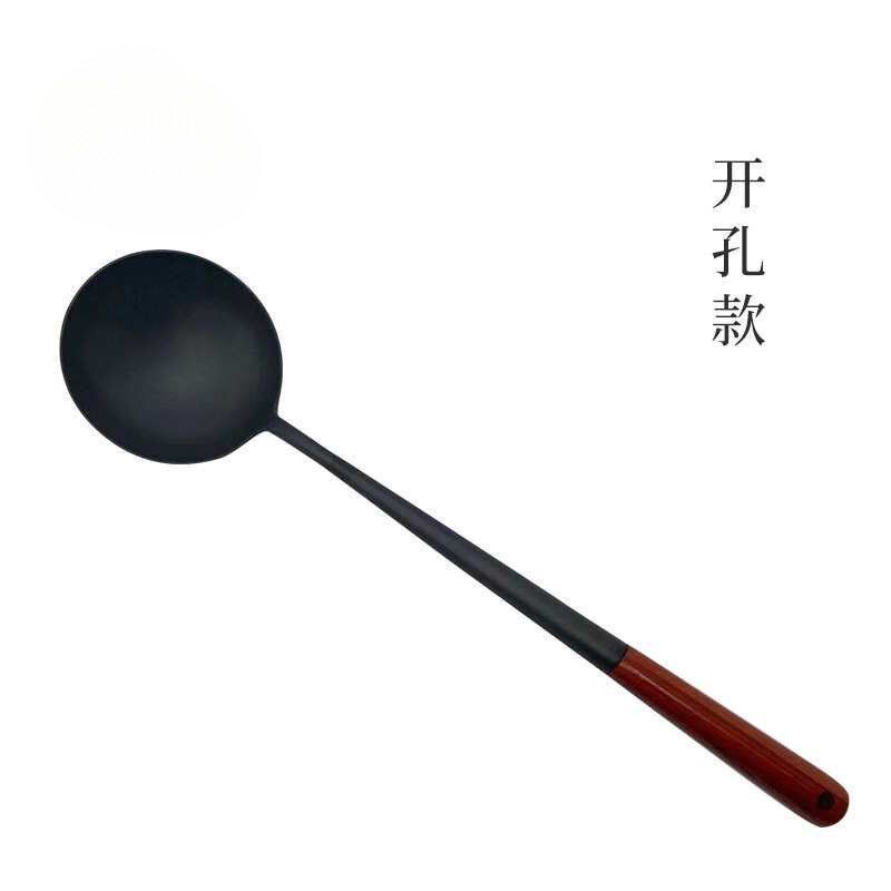 手工锻打加长木柄熟铁锅铲锅勺老式E防烫家用厨具加厚炒勺炒菜铲