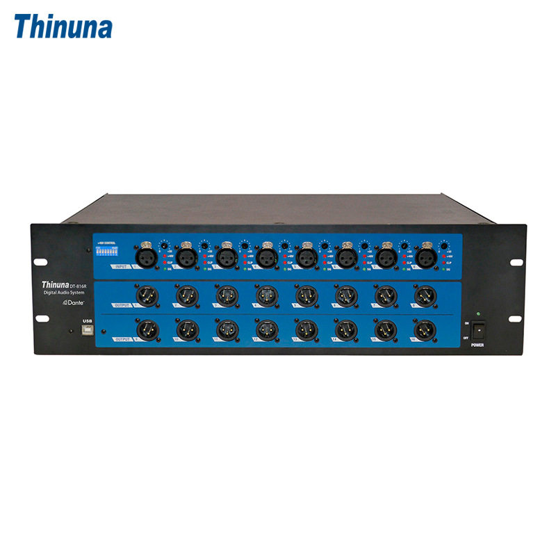 Thinuna DT-816R 8进16出DANTE机柜式接口箱音响设备套装