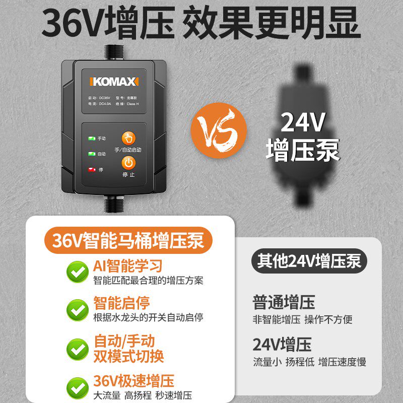 无水箱智能马桶增压泵水泵家用加压泵压力帮浦化妆室冲水器全自动