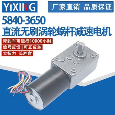 5840-3650直流无刷涡轮蜗杆减速电机 12V24V无刷电机自锁刹车电机