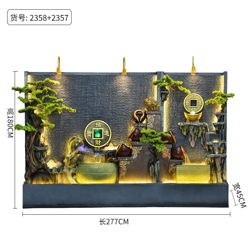 中式水幕墙流水摆件户外庭院落花园别墅地客厅鱼池水景招财装饰品