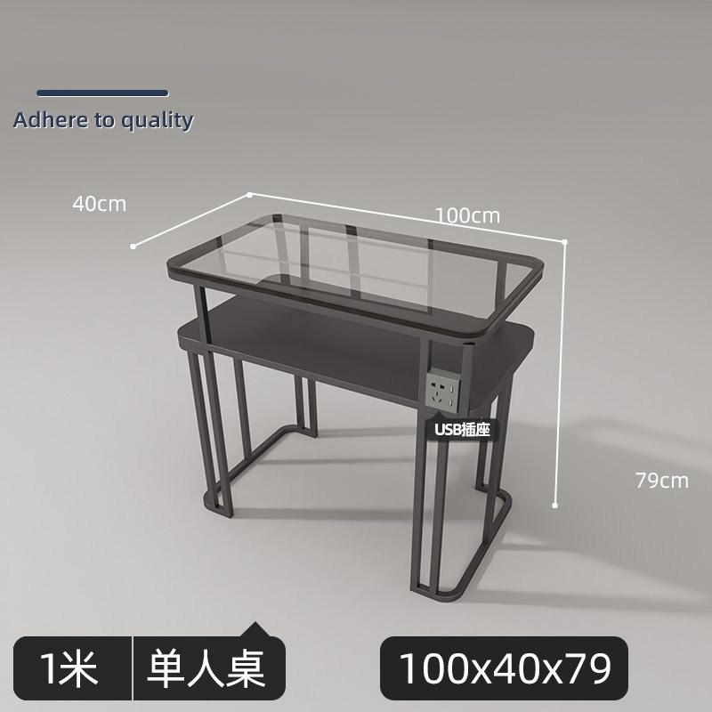 禁欲系黑色美甲桌椅套装玻璃面时尚单人双人三P人轻奢美甲台一整