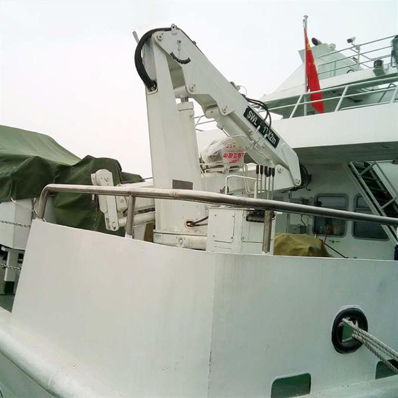 2-5吨折臂甲板液压吊机配件无线遥控小型悬臂吊船用起重机渔船吊