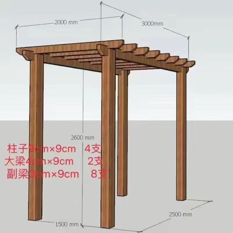 户外葡萄架长廊凉亭实木防腐木室外庭院花园R长廊简易碳化花架