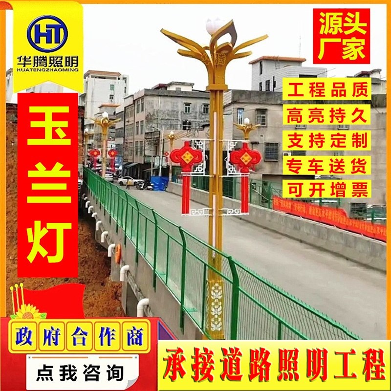 中华灯玉兰灯庭院灯路灯杆直杆户外亚克力灯罩高杆灯 lXed路灯灯