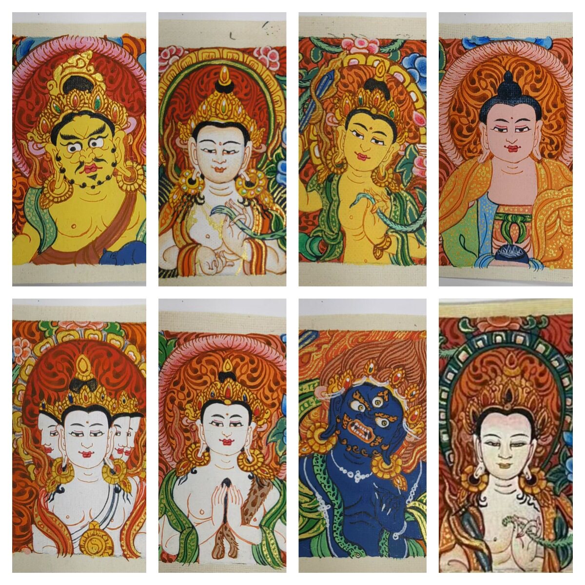 纯手绘矿物颜料唐卡八大守护神十二生肖本命佛五台山卡芯蓝唐彩唐