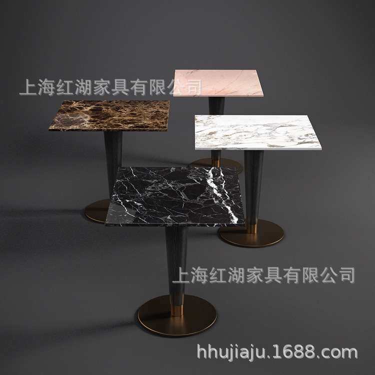 厂家现代简约大理石餐桌大理石小方桌轻奢甜品店咖啡厅洽谈桌