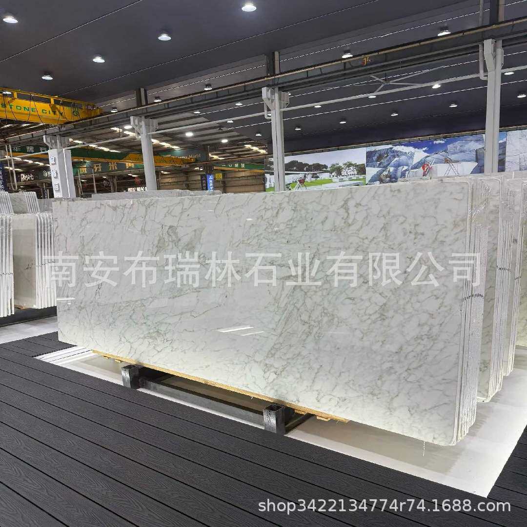 天然白色大理石卡拉拉白浴室墙面酒店地面壁炉法式楼梯别墅装修