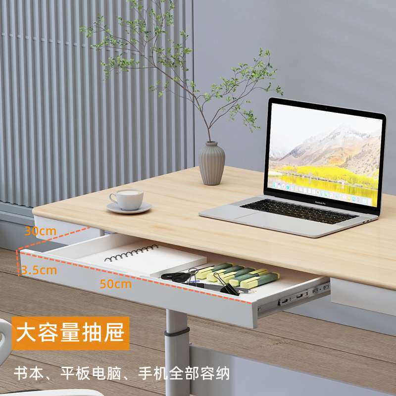 升降桌家用电脑桌儿童学习桌实木写字桌学生书桌台式可升降办公桌
