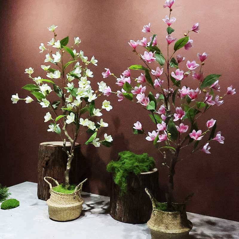仿真玉兰花树大型假花树绿植物高级仿生假树客厅室内装饰落地摆件