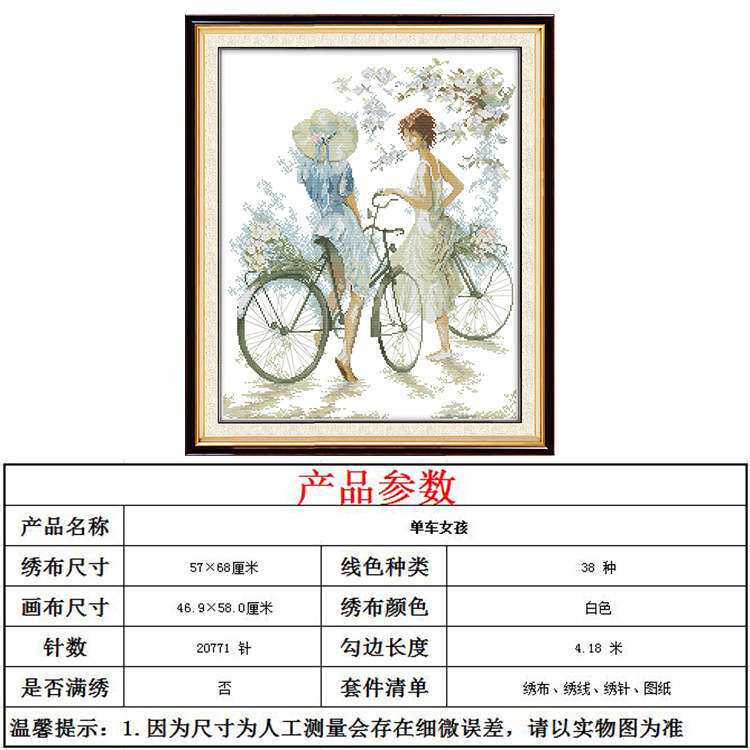 欢乐99十字绣 代发单人物车女孩校园风美少女简约清新小幅图