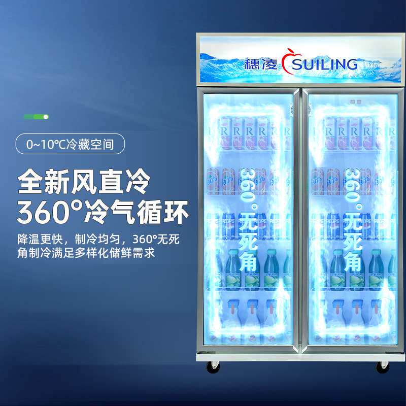 穗凌LG4商用双门立式冷藏冰柜超市牛奶饮料展示柜直冷保鲜大冰箱