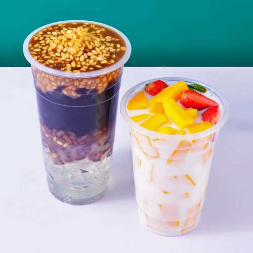 Custom logo disposable bubble tea boba plastic cups with lid