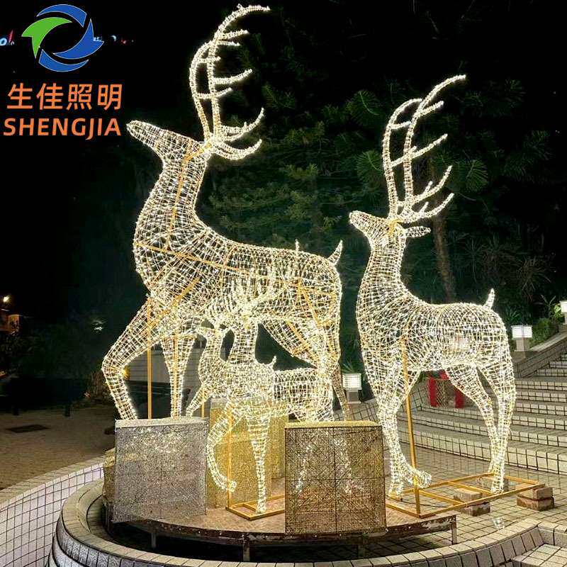 LED文旅灯动物造型景观灯 户外铁艺造型灯发光鹿灯 户外动物灯