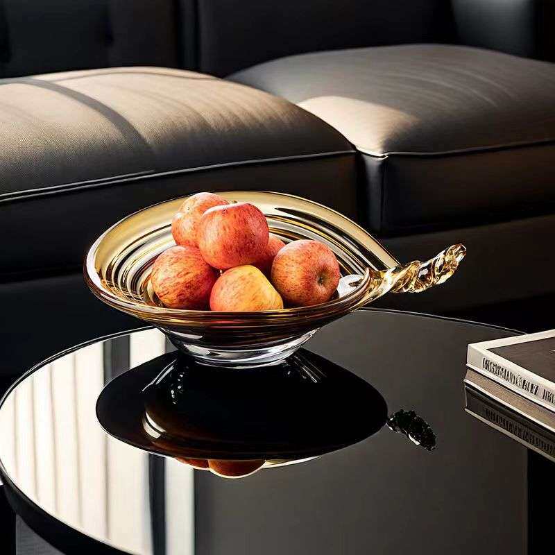 现代轻奢玻璃果盘家用客厅餐厅餐桌茶几果盆水果盘家居装饰品摆件