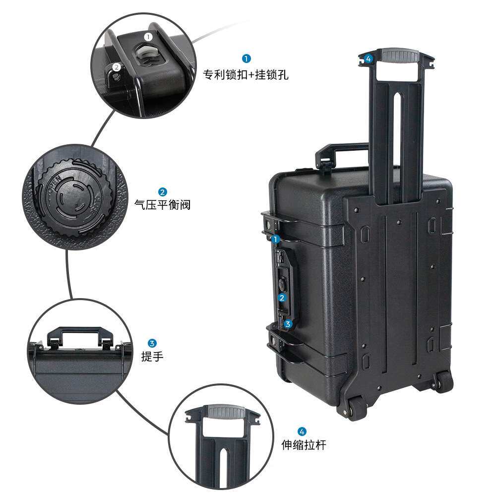 鼎瑞新EPC018-2B防护箱 拉杆精密仪器装备密封防爆箱预切割海棉