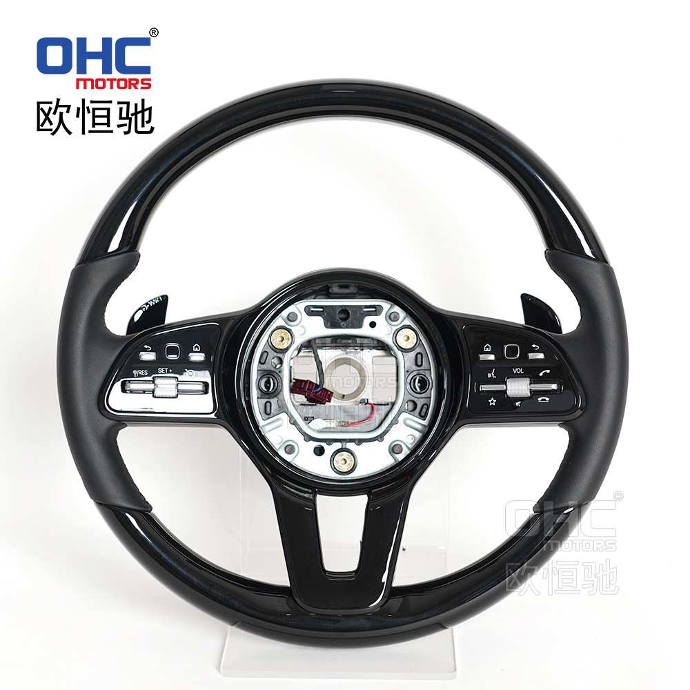适用13-20梅德赛斯奔驰A级GLE45/E300钢琴烤漆黑方向盘改装升级