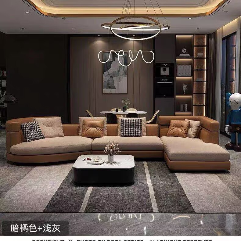 意式轻奢科技布沙发客厅别墅