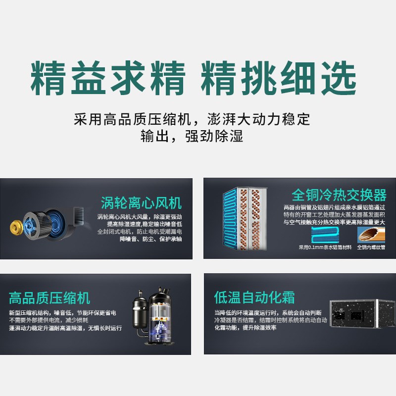 吊顶式抽湿机高配置p自动除霜别墅仓库地下室车间防潮抽湿器