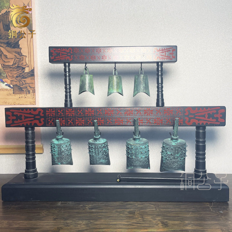仿古编钟乐器摆件中式装饰品道具展示架工艺品曾侯乙可敲击演奏