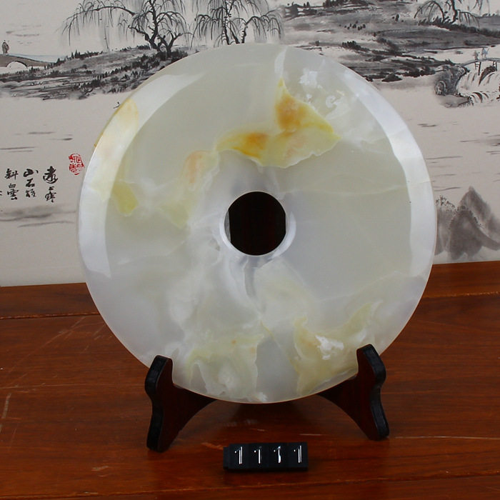 玉器工艺品阿富汗玉平安扣摆件客厅新居摆饰品