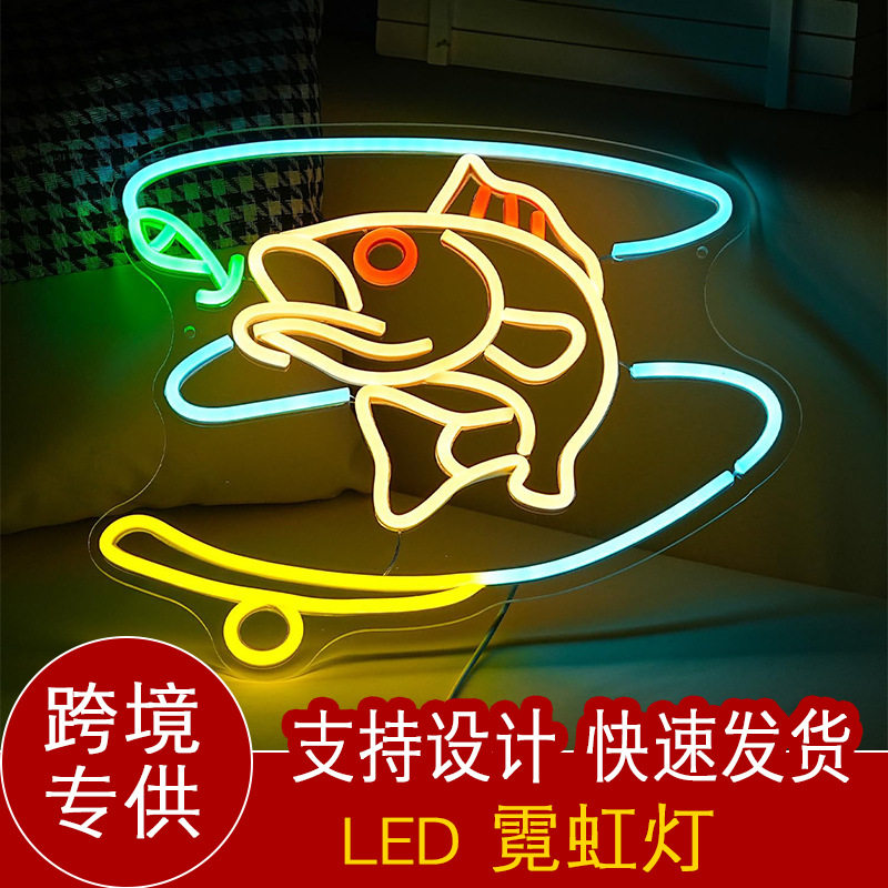 亚马逊新品霓虹灯led装饰灯人物图案透明板跨境LED造型场景氛围灯