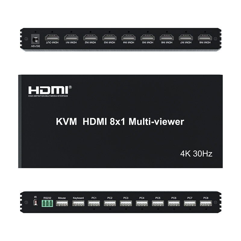 现货KVM8面分割器8oX1 8进一出切割器8路高清无缝切换器DNF搬砖