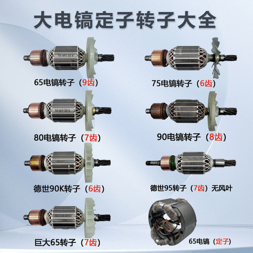 德世95/115电镐转子可配欧德龙竞速霹雳马优必利95A 110K电镐转子
