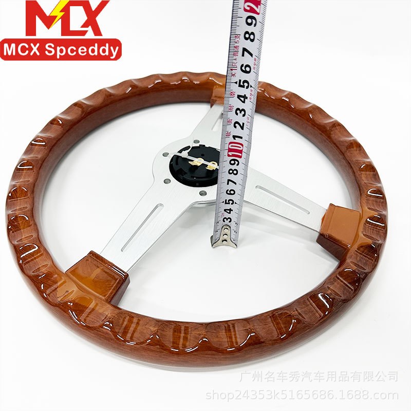 热销14寸ABS桃木款汽车改装复古方向盘 竞技赛车通用孔Z距70mm