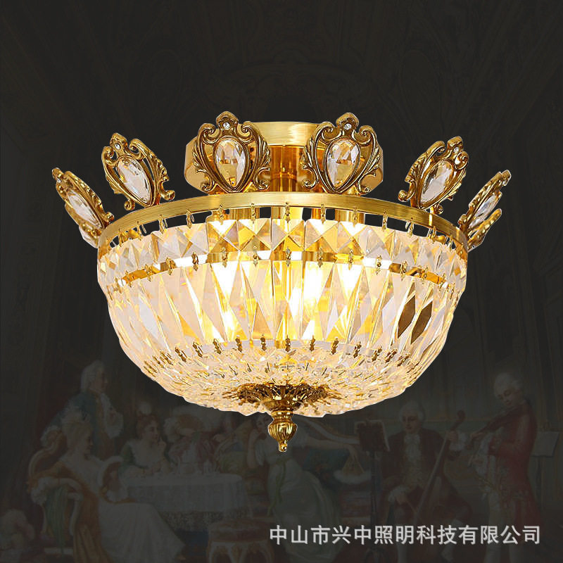 法式复古卧室水晶吸顶灯美式轻奢餐厅客房阳台过道玄关衣帽间灯具