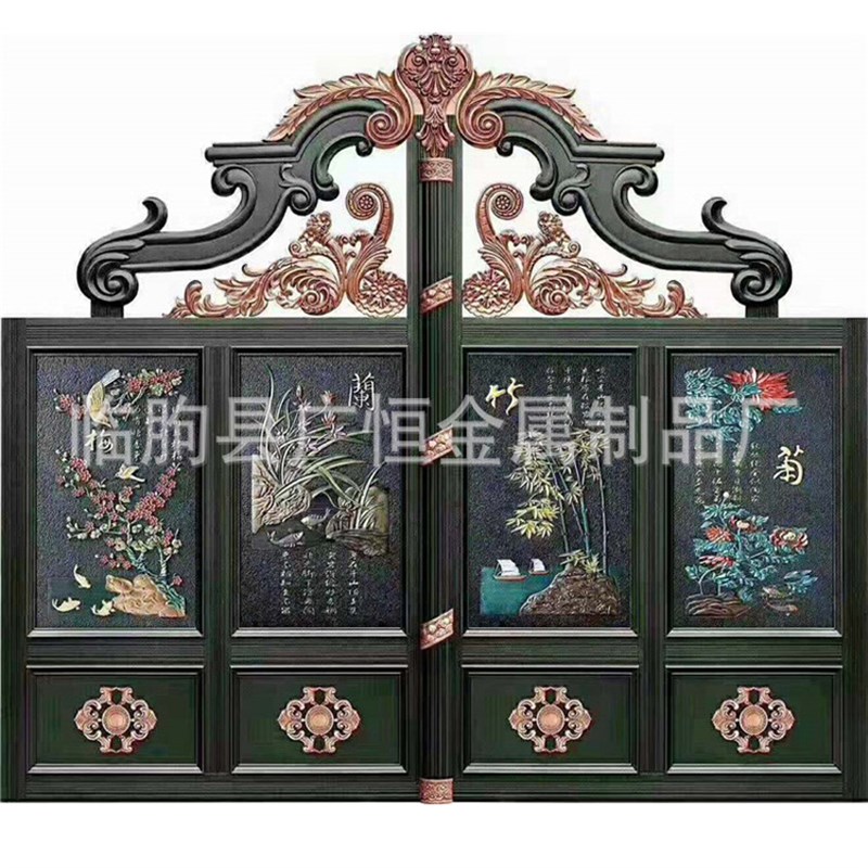 铝艺大门家用乡村别墅庭院大门围墙大门铝合金农R村院子大门电动