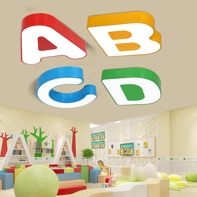 led幼儿园学校英文字母卡通灯男女孩儿童房服装店U教室造型吸顶灯