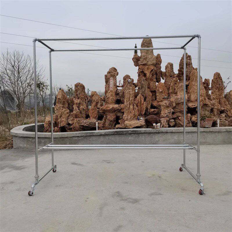 镀锌钢管水管晾衣架简p易落地户外室外双杆晒被家用阳台挂衣凉衣